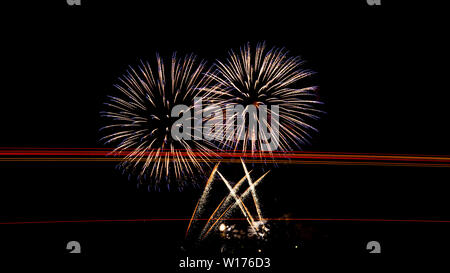 Das Feuerwerk in La Ronde in Montreal Stockfoto