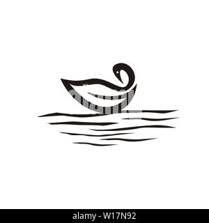 Swan Blume Logo Design Vector minimalistischen Stil Stockfoto