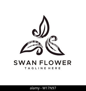 Swan Blume Logo Design Vector minimalistischen Stil Stockfoto