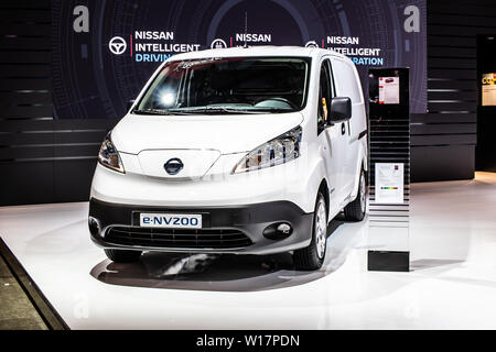 Brüssel, Belgien, Jan 2019 Nissan e-NV200 elektrische Konzeptfahrzeug, Brüsseler Motor Show, elektrotransporter Für eine eigenständige Zukunft von Nissan entwickelt Stockfoto