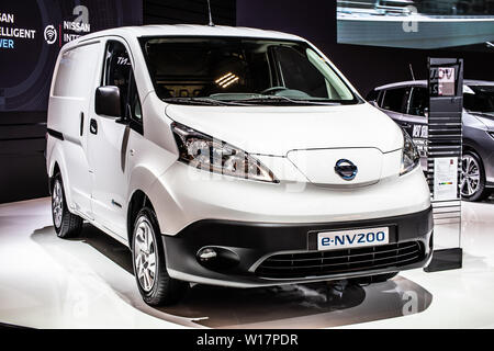 Brüssel, Belgien, Jan 2019 Nissan e-NV200 elektrische Konzeptfahrzeug, Brüsseler Motor Show, elektrotransporter Für eine eigenständige Zukunft von Nissan entwickelt Stockfoto