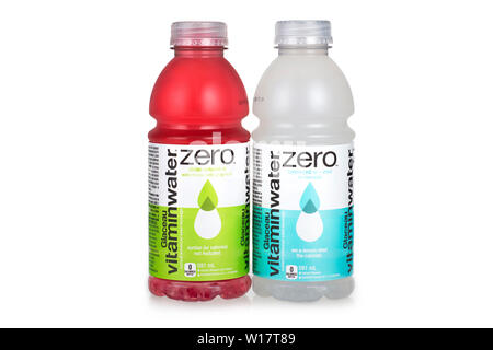 Glaceau Vitaminwater, null Kalorien, Coca Cola Marke, Flaschen Vitamin Water Stockfoto