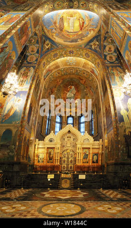 Sankt Petersburg, Russland - 10. August 2018: Innenraum der Kirche des Erlösers auf Blut in St. Petersburg, Russland Stockfoto