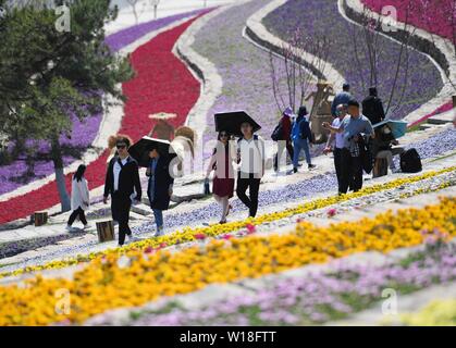 (190701) - Peking, 1. Juli 2019 (Xinhua) - Touristen besuchen Peking Internationale Gartenbauausstellung in Peking, der Hauptstadt von China, 1. Mai 2019. (Xinhua / Zhang Chenlin) Stockfoto