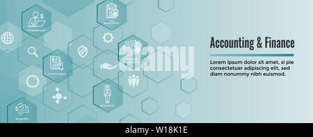 Buchhalter/Accounting Icon Set und Web Header Banner Stock Vektor