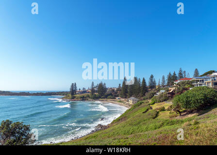 Strand gesehen von Yamba Leuchtturm, Yamba, New South Wales, Australien Stockfoto