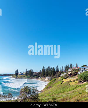 Strand gesehen von Yamba Leuchtturm, Yamba, New South Wales, Australien Stockfoto