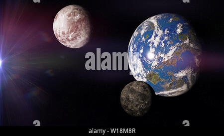 Außerirdische Welten, Planeten in tief (3d-Abbildung) Stockfoto