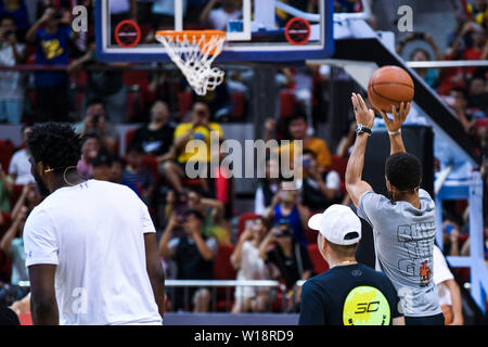 NBA-Star Stephen Curry der Golden State Warriors besucht die 2019 Unter Rüstung Basketball Asien Tour in Shanghai, China, 29. Juni 2019. Stockfoto