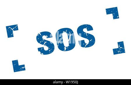 Sos-Stempel. sos Square grunge unterzeichnen. Sos Stock Vektor