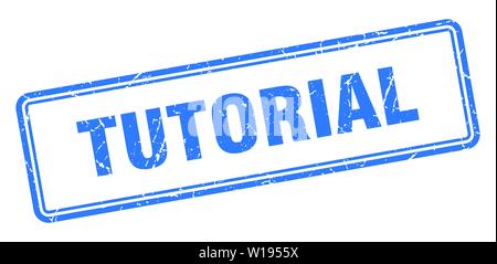 Tutorial Stempel. tutorial Square grunge unterzeichnen. Tutorial Stock Vektor