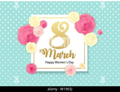 Plakat Internationale Happy Tag der Frau am 8. März Blumen Grußkarte Vector Illustration Stock Vektor