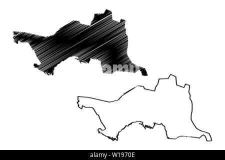 Edirne Region (Republik Kasachstan, Regionen Kasachstans) Karte Vektor-illustration, kritzeln Skizze Edirne Karte Stock Vektor