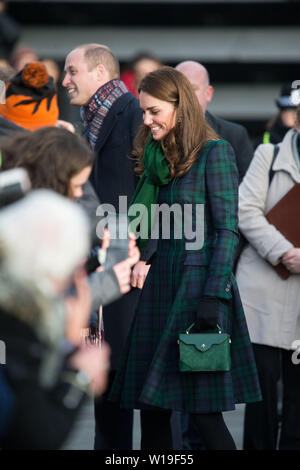 Dundee, Großbritannien. 29. Januar 2019. Der Herzog und die Herzogin von Cambridge offiziell eröffnet von Dundee V&A Museum für Gestaltung. Stockfoto