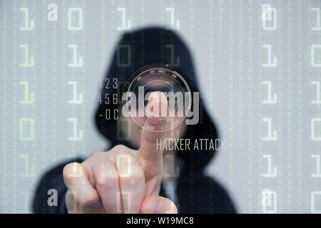 Hacking Computer Netzwerke. Hacker hacks durch digitale Schnittstelle. Stockfoto