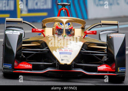 Jean Eric Vergne beim Qualifying vor der Julius Bär Formel E Rennen in der Schweizer Hauptstadt Bern. Stockfoto