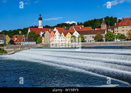 Landsberg am Lech mit Staustufen Stockfoto