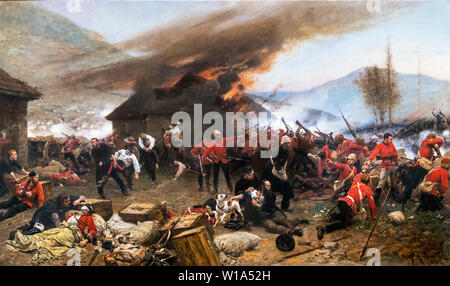 Die Verteidigung von rorke's Drift 1879 von Alphonse De Neuville (1835-1885), Öl auf Leinwand, 1879-80. Das Bild zeigt den berühmten Verteidigung von rorke's Drift in der Anglo-Zulu Krieg des späten 19. Jahrhunderts.
