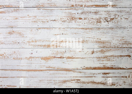 Weiß Holzdielen. Distressed getragen floorboard Hintergrund weiß lackiert Stockfoto