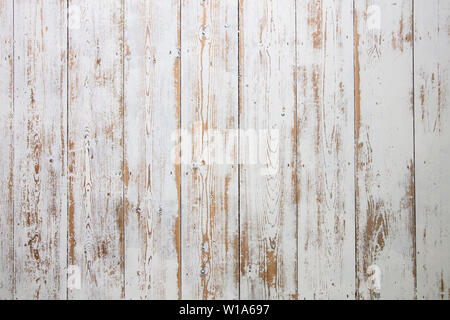 Weiß Holzdielen. Distressed getragen floorboard Hintergrund weiß lackiert Stockfoto