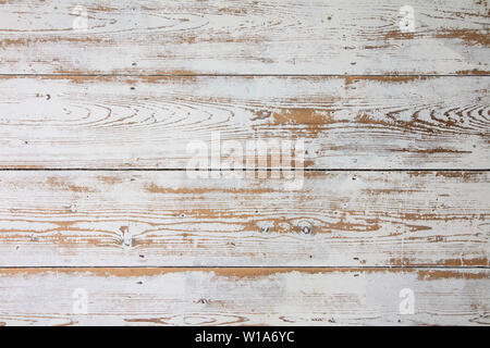 Weiß Holzdielen. Distressed getragen floorboard Hintergrund weiß lackiert Stockfoto