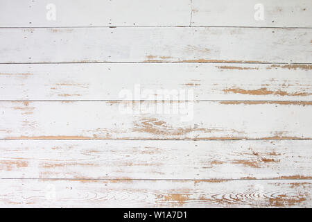 Weiß Holzdielen. Distressed getragen floorboard Hintergrund weiß lackiert Stockfoto