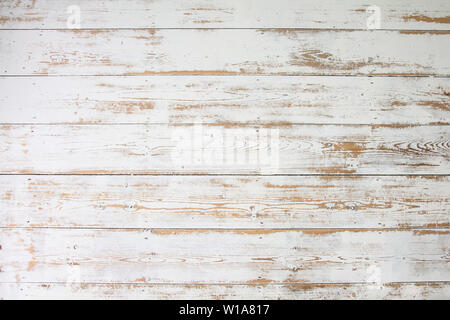 Weiß Holzdielen. Distressed getragen floorboard Hintergrund weiß lackiert Stockfoto