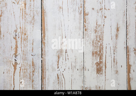 Weiß Holzdielen. Distressed getragen floorboard Hintergrund weiß lackiert Stockfoto