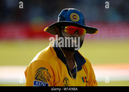 Emirate Riverside, Chester-le-Street, Durham, UK. 1. Juli 2019. ICC World Cup Cricket, Sri Lanka gegen Westinseln; Thisara Perera von Sri Lanka: Aktion plus Sport/Alamy leben Nachrichten Stockfoto