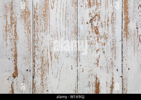 Weiß Holzdielen. Distressed getragen floorboard Hintergrund weiß lackiert Stockfoto