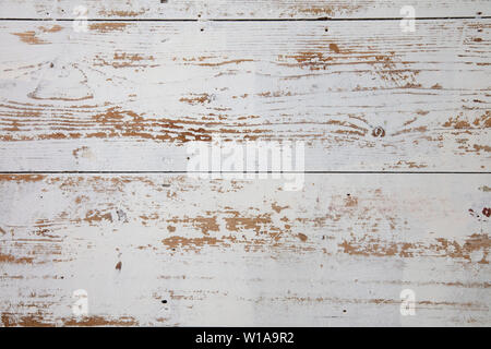 Weiß Holzdielen. Distressed getragen floorboard Hintergrund weiß lackiert Stockfoto
