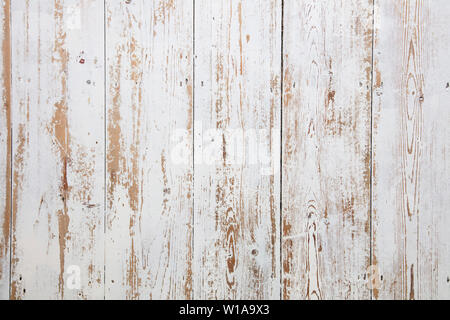 Weiß Holzdielen. Distressed getragen floorboard Hintergrund weiß lackiert Stockfoto