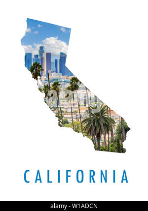Los Angeles Bild innerhalb von Kalifornien Karte Stockfoto