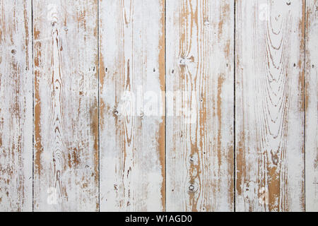 Weiß Holzdielen. Distressed getragen floorboard Hintergrund weiß lackiert Stockfoto
