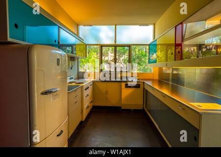 Rose Seidler House ist eine denkmalgeschützte ehemalige Residenz und jetzt House Museum in Wahroonga, Sydney, NSW, Australien von Harry Seidler. Stockfoto