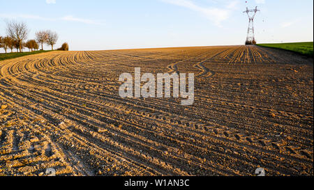 Gepflügte Felder in einem Korn-plain wachsende, Champagner, Frankreich Stockfoto