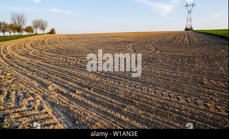 Gepflügte Felder in einem Korn-plain wachsende, Champagner, Frankreich Stockfoto