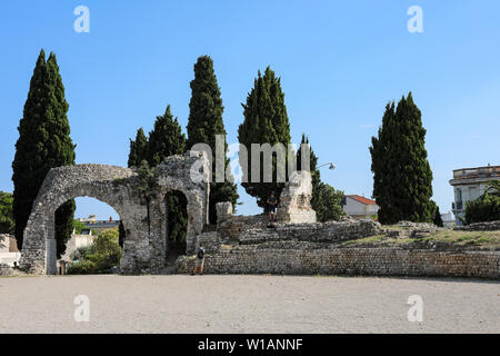 Ruinen von cemenelum, der Hauptstadt der römischen Provinz Alpes Maritimae an der ligurischen Küste, in Nizza, Frankreich. Stockfoto