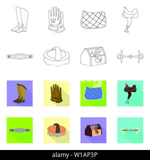 Vector Illustration von Ausrüstung und Reiten Symbol. Ausrüstung und Wettbewerb vektor Symbol für das Lager. Stock Vektor