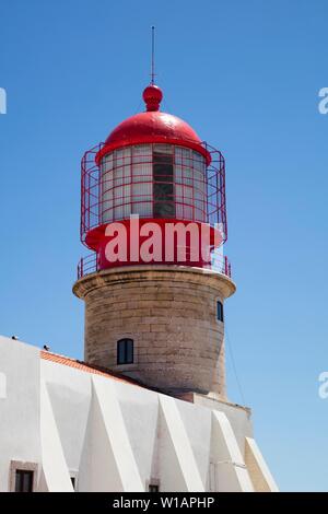 Leuchtturm, Cabo de Sao Vicente, Kap Sankt Vinzenz, südwestliche Punkt Europas, Algarve, Portugal Stockfoto