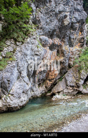 Anzeigen von solcava Fluss im Norden, in der Nähe der slowenischen Alpen Logar-tal Stockfoto