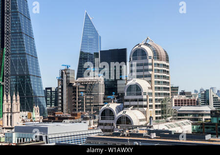 Stadt London EC3Versicherungs- und Bankenviertel Skyline: 20 Gracechurch Street, Willis Gebäude, Skalpell, Lloyds, Cheesegrater Stockfoto