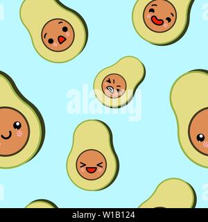 Nahtlose Muster mit unterschiedlichen cute Avocados. Vector Illustration Stock Vektor