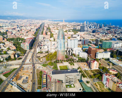 Barcelona Antenne Panoramablick. Barcelona ist die Hauptstadt und größte Stadt von Katalonien in Spanien. Stockfoto