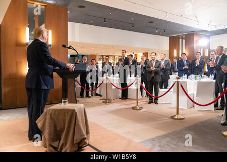 Seoul, South Korea. 29th June, 2019. President Donald J. Trump attends a Korean Business Leaders meeting Sunday, June 30, 2019, in Seoul People: President Donald Trump Credit: Storms Media Group/Alamy Live News Stockfoto