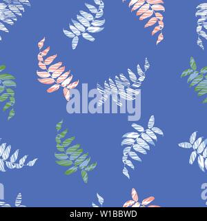 Vektor blau nahtlose Muster mit Blättern. Geeignet für Textil, Geschenkpapier und Tapeten. Stock Vektor