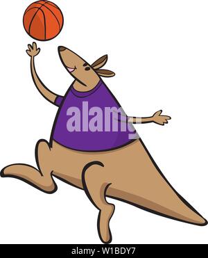 Vektor kangaroo Basketball sport Maskottchen Cartoon Illustration. Geeignet für Logo und Poster. Stock Vektor
