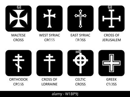 Abbildung: eine Reihe von verschiedenen Kreuze Typen Stock Vektor