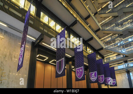 New York City - 4. April 2019: Die Bobst Library auf dem Campus der New York University (NYU) in New York City Stockfoto