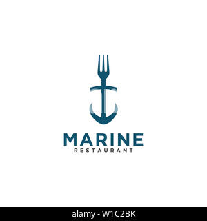 Marine Gabel restaurant logo design Retro Stil Stockfoto